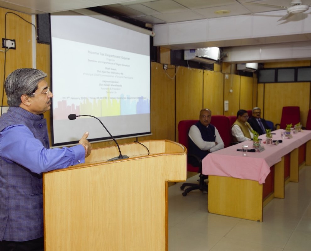 Founder and President of Donate Life Mr.Nilesh Mandlewala was invited to talk on Importance of Organ Donation by Income Tax Department Gujarat at Ahmedabad.
