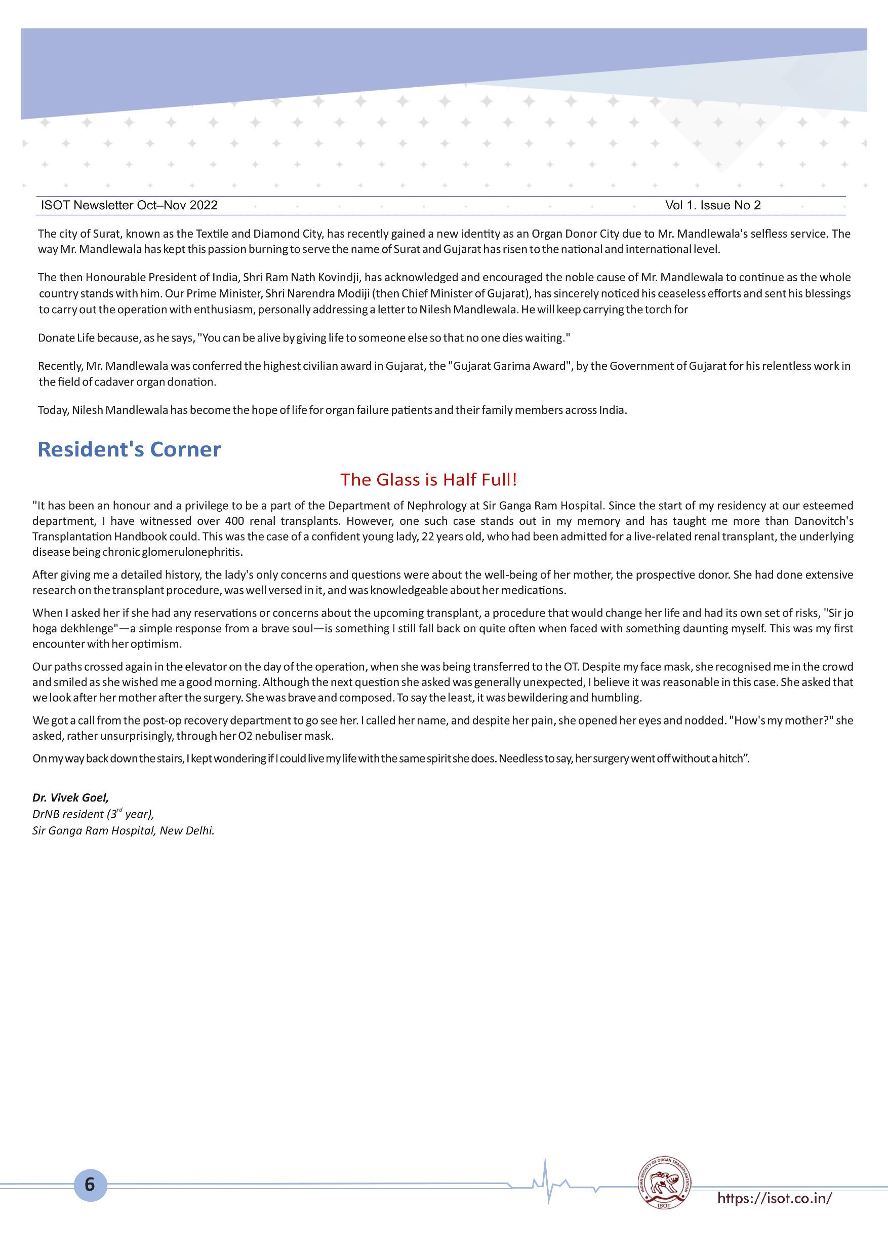 Patient Advocacy-ISOT News Letter-Oct-Nov 2022
