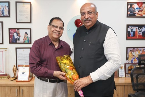 Dr. Vinod Shah congratulated Nileshbhai Mandlewala after the announcement of the Padma Shri award by the Government of India.